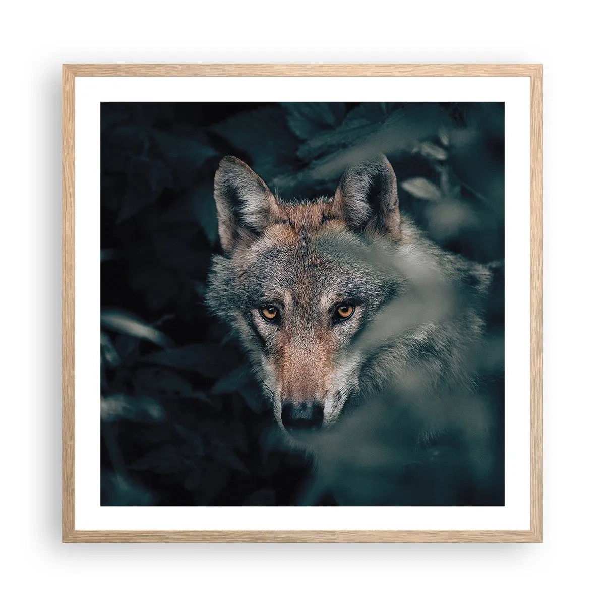 Plakat i ramme af lyst egetræ - Jæger - 60x60 cm