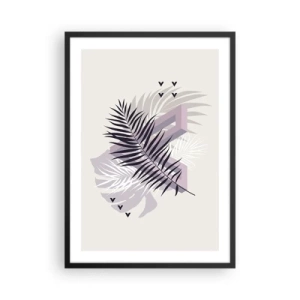 Plakat i sort ramme - Abstrakt komposition med blade og geometriske former - 50x70cm - Skygge af en skygge - Moderne vægdekoration til stue og soveværelse ARTTOR