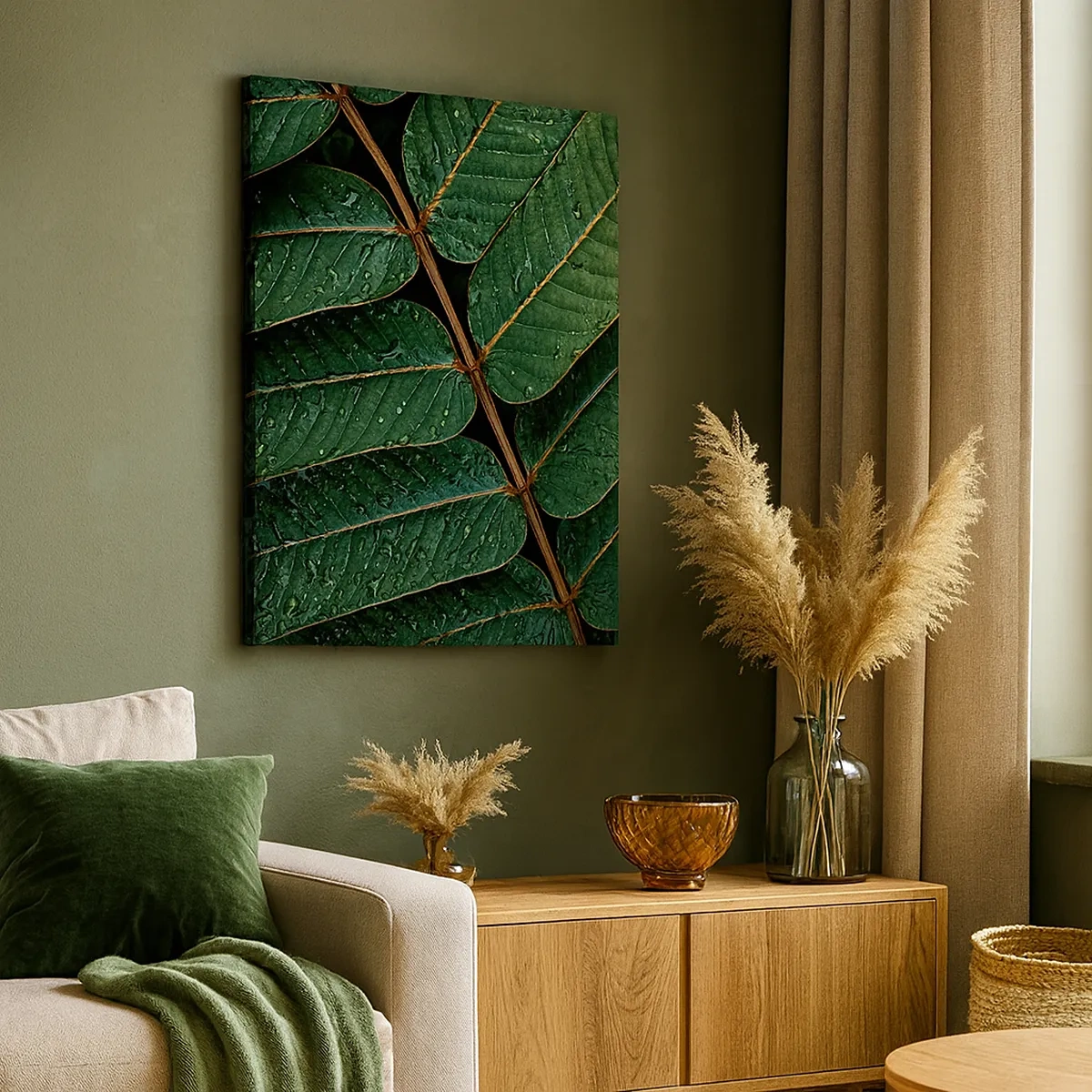 Lærredstryk - Billede på lærred - I en grøn rytme - 50x70 cm