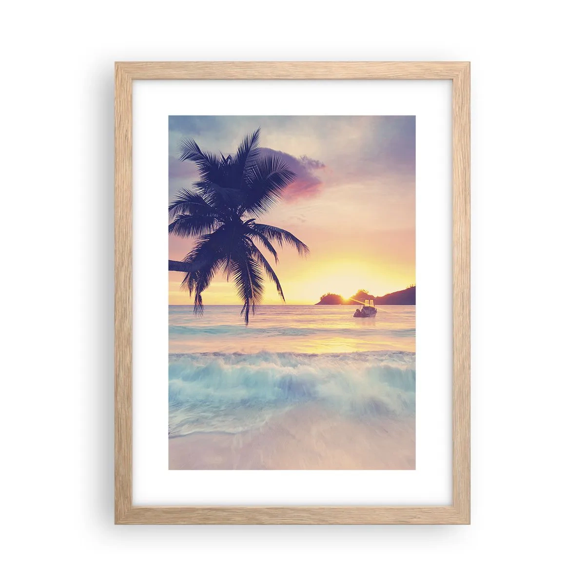 Plakat i ramme af lyst egetræ - En aften i bugten - 30x40 cm