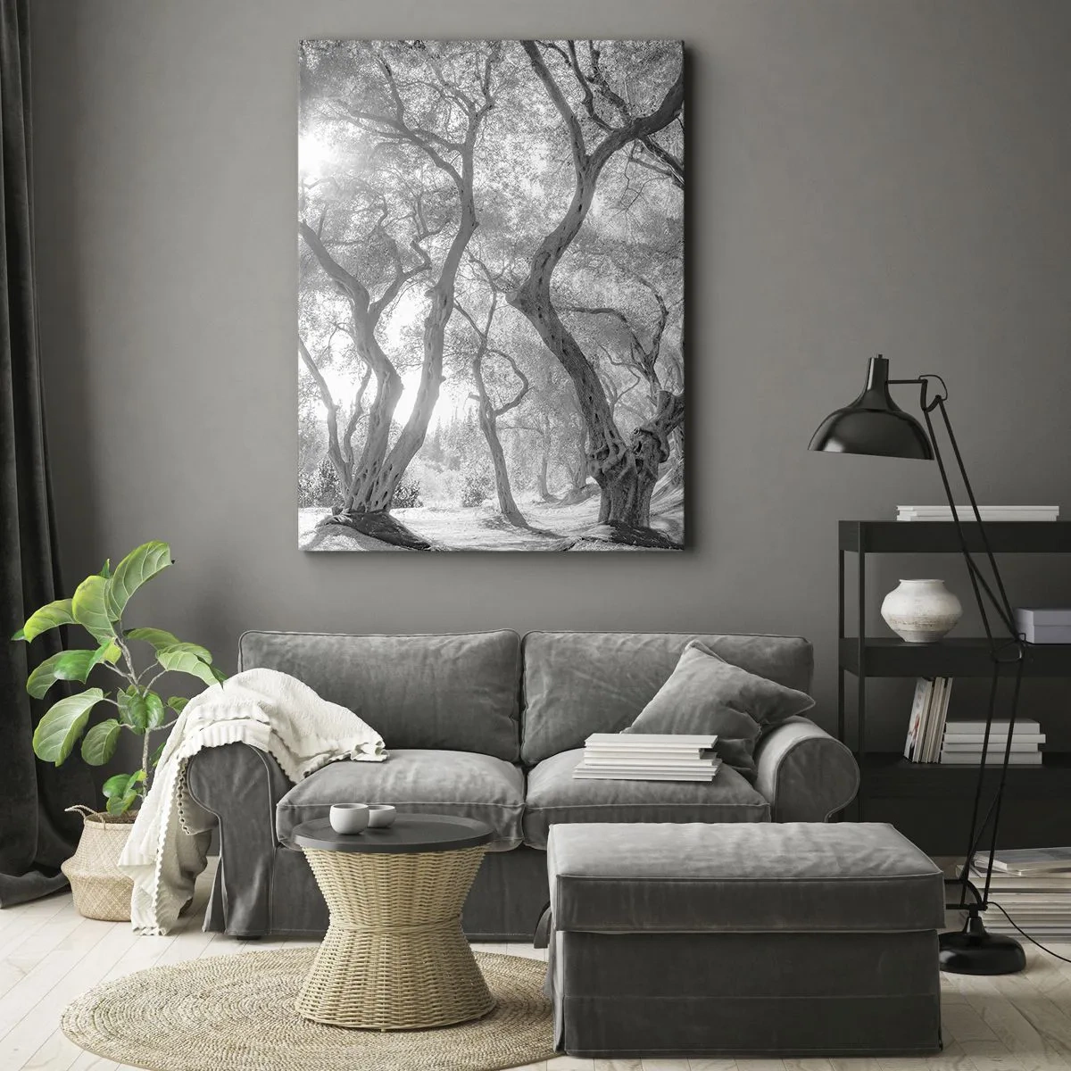 Lærredstryk - Billede på lærred - I en olivenlund - 55x100 cm
