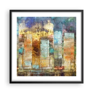 Plakat i sort ramme - Solrig metropol - 50x50 cm
