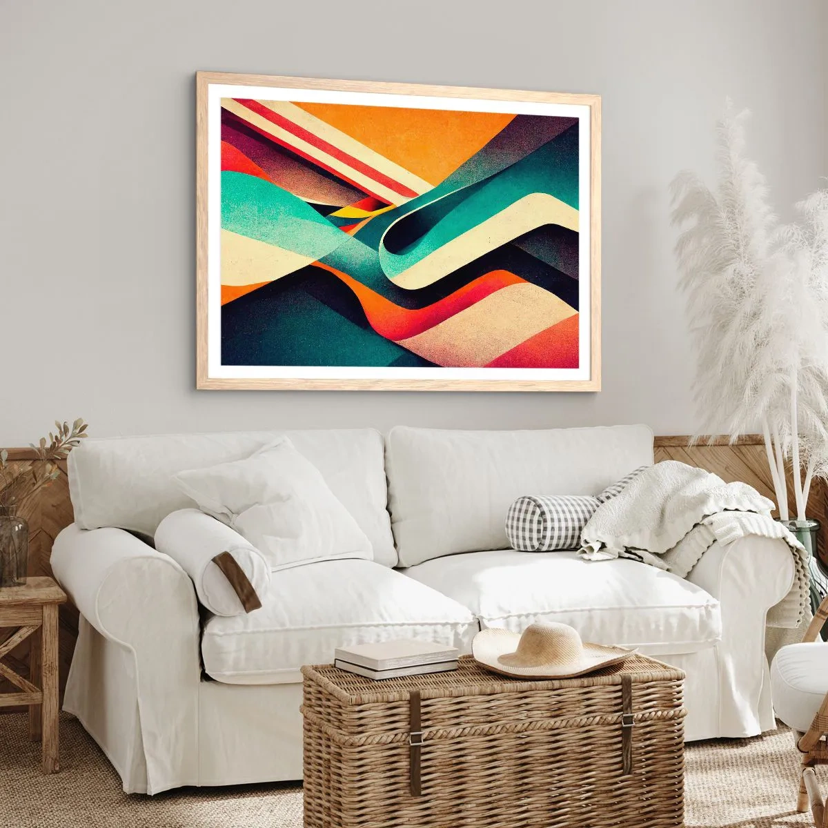 Plakat i ramme af lyst egetræ - Intens komposition - 50x40 cm