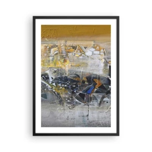 Plakat i sort ramme - En abstrakt komposition i nuancer af guld og grå. - 50x70cm - Alt vil falde på plads - Moderne vægdekoration til stue og soveværelse ARTTOR