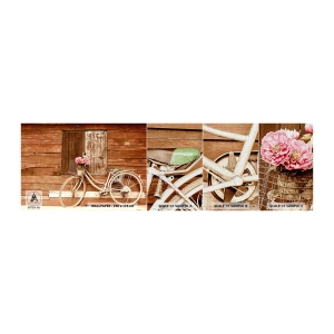 Prøve Fototapet Premium Canvas - Jeg vender tilbage om lidt - Cykel, Blomster, Træhus - 100x30 cm