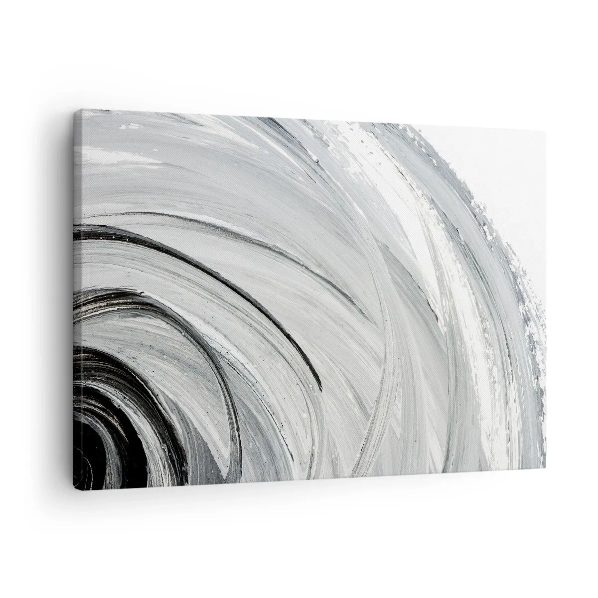 Lærredstryk - Billede på lærred - En monokromatisk hvirvel i nuancer af grå og sort - 70x50cm - Orbital komposition - Moderne vægdekoration til stue og soveværelse ARTTOR