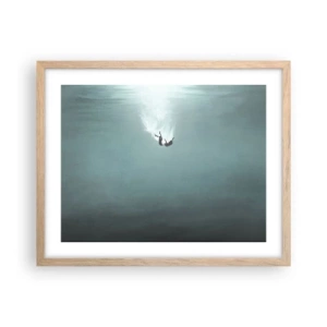 Plakat i ramme af lyst egetræ - I havets favntag - 50x40 cm