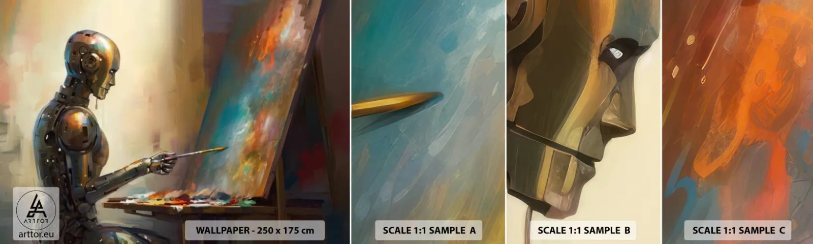 Fototapet Prøve Standard Eco - Fremtidens kunst - Maleri, Robot, Børste - 100x30 cm