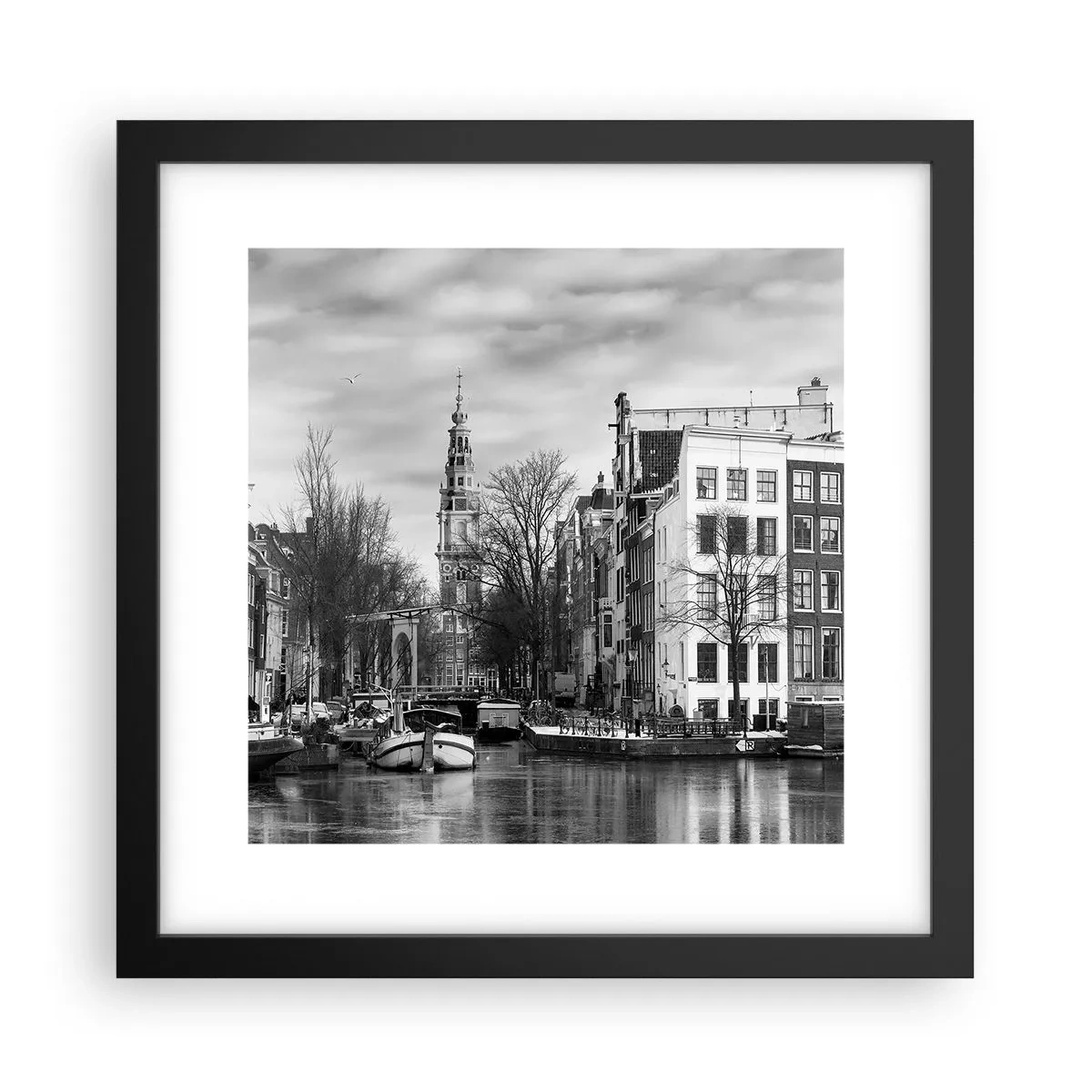 Plakat i sort ramme - Amsterdam stemning - 30x30 cm