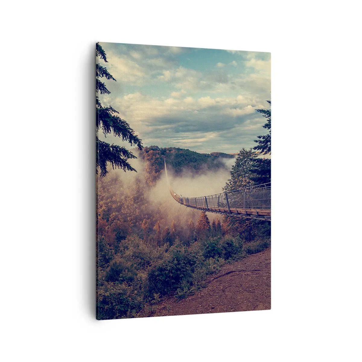 Lærredstryk - Billede på lærred - Over efterårsskoven - 50x70 cm
