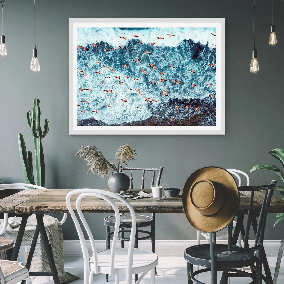 Plakat i hvid ramme - Parade ved havet - 40x30 cm