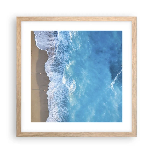 Plakat i ramme af lyst egetræ - Den blå kraft - 40x40 cm