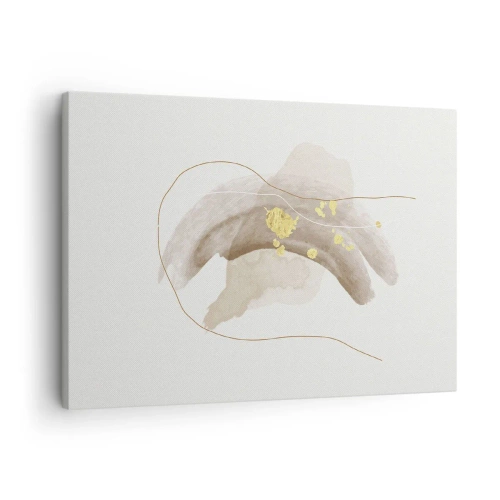 Lærredstryk - Billede på lærred - En abstrakt komposition i nuancer af beige og guld. - 70x50cm - Mødt i rummet - Moderne vægdekoration til stue og soveværelse ARTTOR