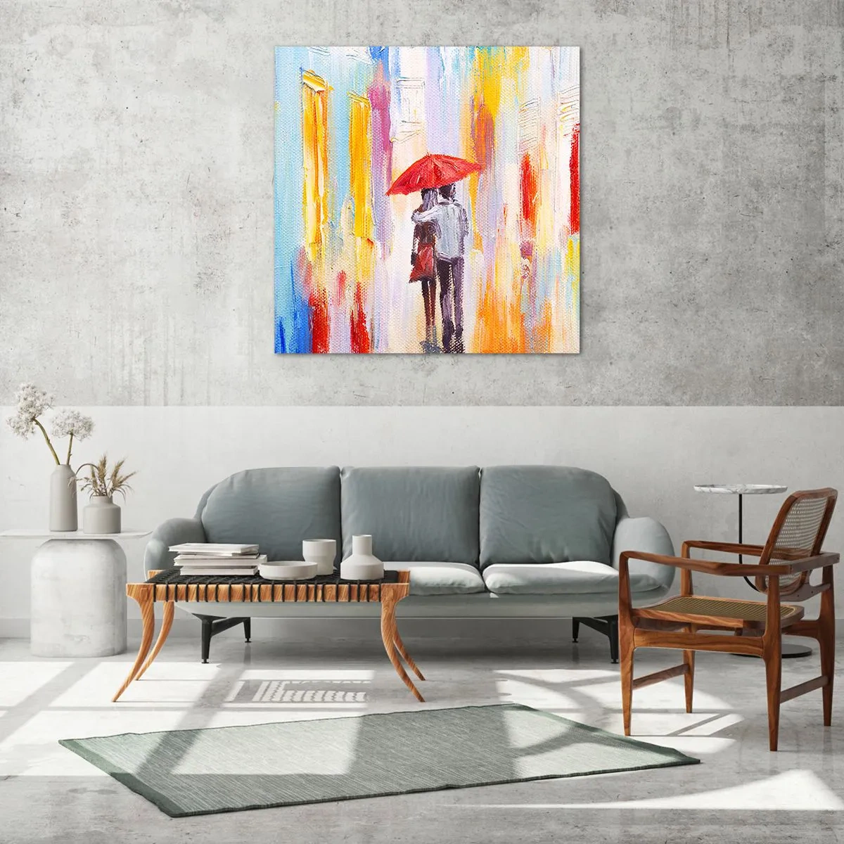 Billede på glas - Lad det regne  mere - 60x60 cm