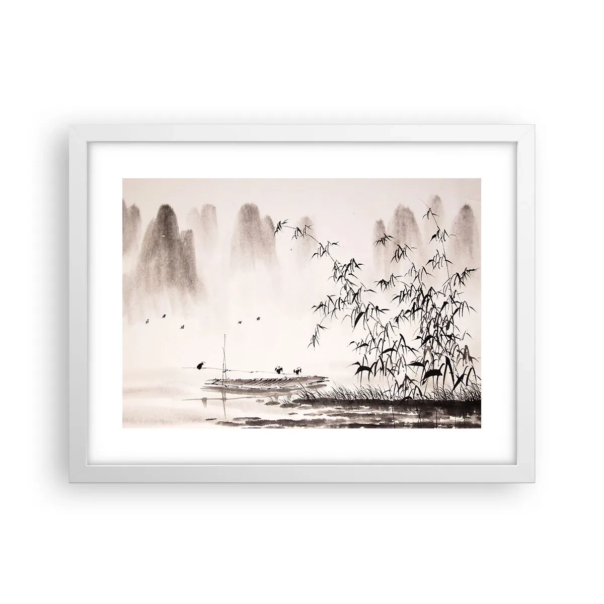 Plakat i hvid ramme - Stilhed i rismarkerne - 40x30 cm