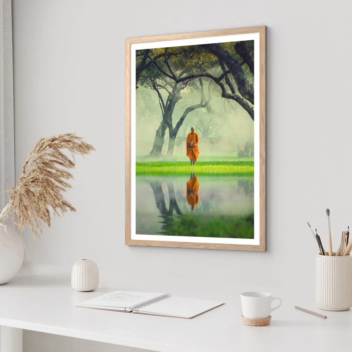 Plakat i ramme af lyst egetræ - På vej mod oplysning - 40x50 cm