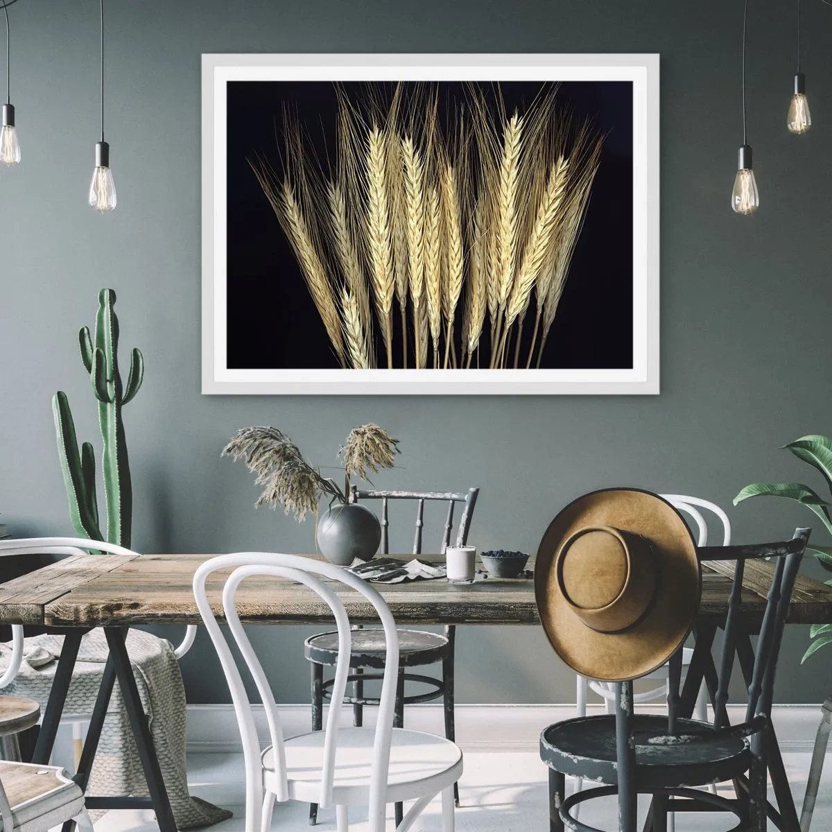 Plakat i hvid ramme - Rustik magi - 100x70 cm