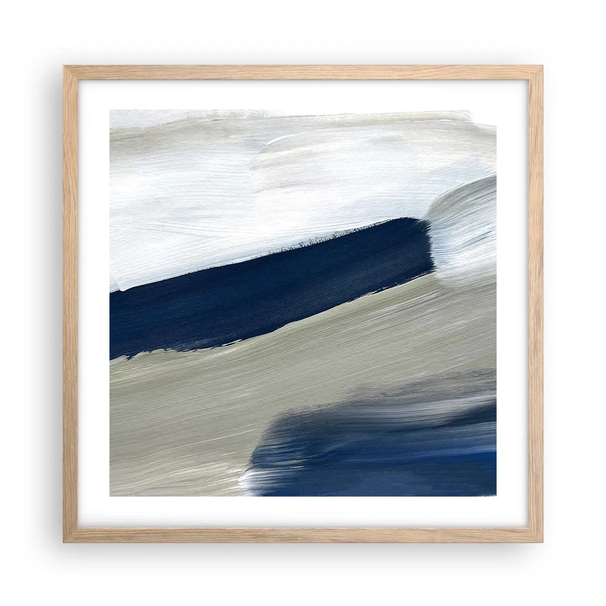 Plakat i ramme af lyst egetræ - Møde med det hvide - 50x50 cm