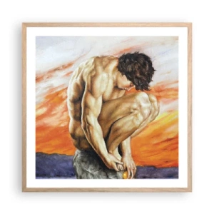 Plakat i ramme af lyst egetræ - Sænket i sig selv - 60x60 cm