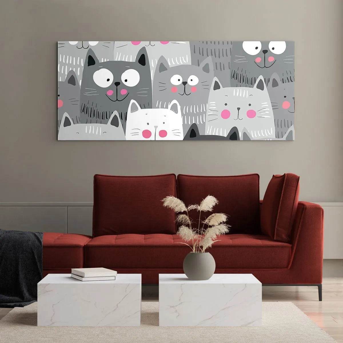 Billede på glas - Kattens verden - 90x30 cm