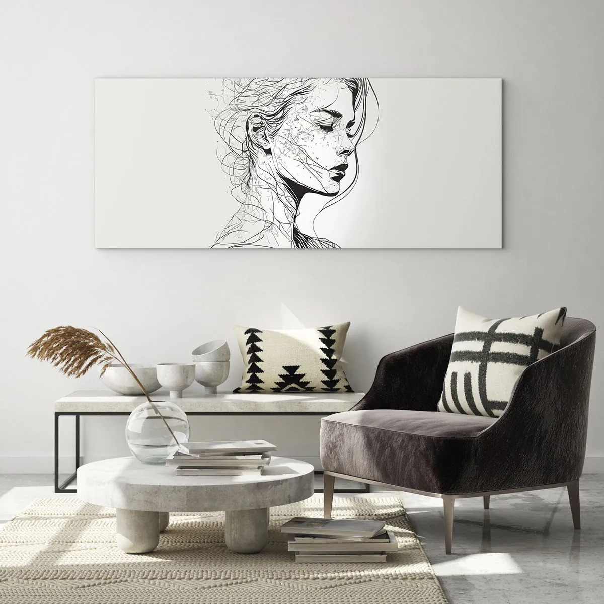 Billede på glas - Portræt i drømmeri - 100x40 cm