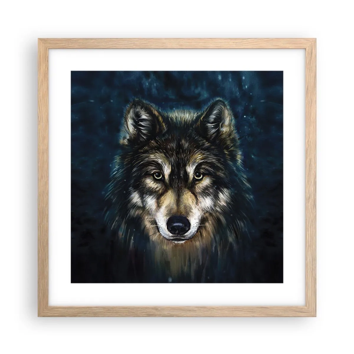 Plakat i ramme af lyst egetræ - Alfa? Og omega - 40x40 cm