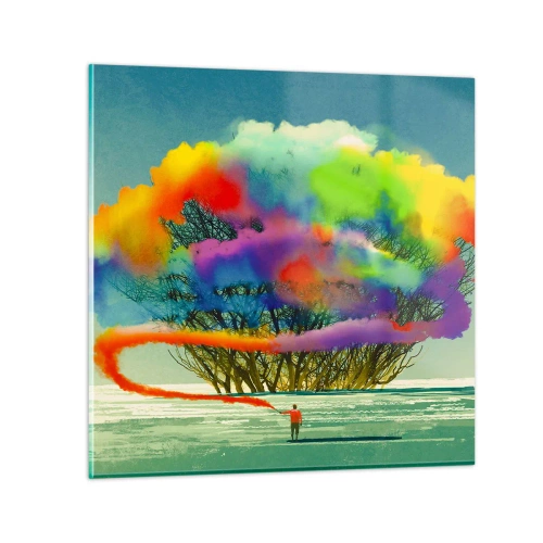 Billede på glas - Giv liv til denne verden - 50x50 cm