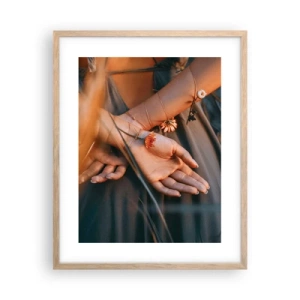 Plakat i ramme af lyst egetræ - Forbundet med naturen - 40x50 cm