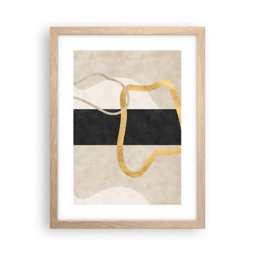 Plakat i ramme af lyst egetræ - Sløjfeformede former - 30x40 cm