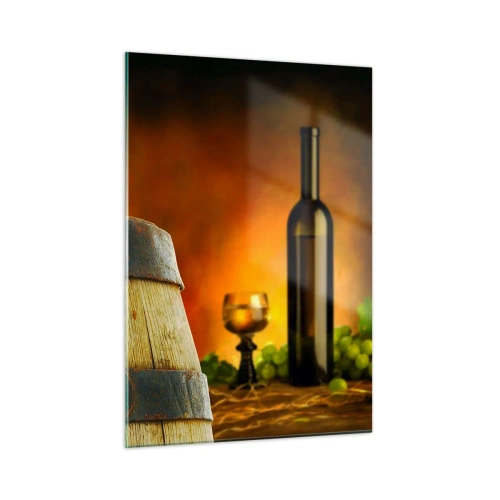 Billede på glas - Stilleben med en flaske vin og en drueklaske - 50x70 cm