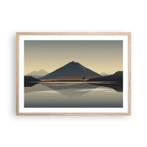 Plakat i ramme af lyst egetræ - Spejlrefleksion - 70x50 cm