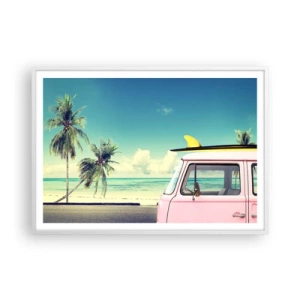 Plakat i hvid ramme - Ferietid til at starte - 100x70 cm