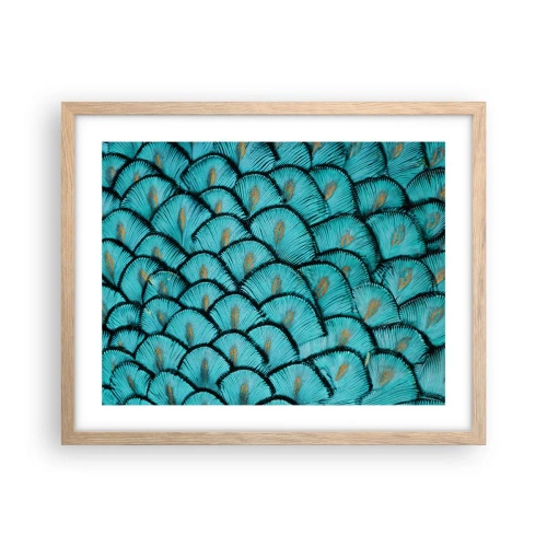 Plakat i ramme af lyst egetræ - Den store fjer-galla - 50x40 cm