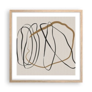 Plakat i ramme af lyst egetræ - Komposition - dans i besiddelse - 50x50 cm