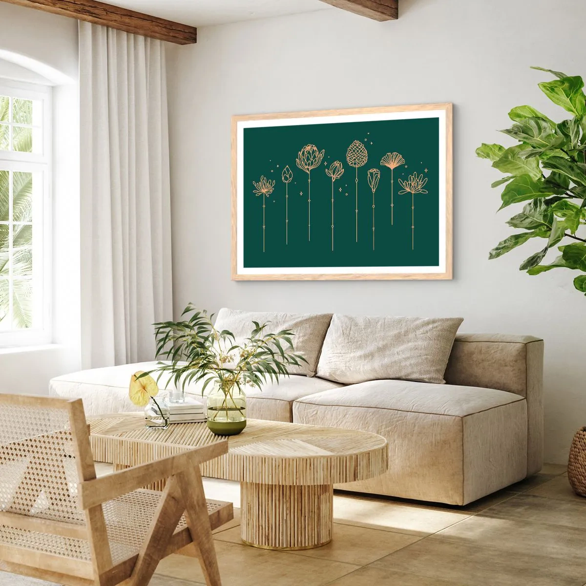 Plakat i ramme af lyst egetræ - Familien ZIÓŁkowski - 91x61 cm