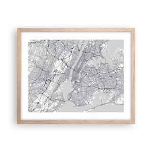 Plakat i ramme af lyst egetræ - Anatomi af en storby - 50x40 cm