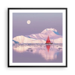 Plakat i sort ramme - Sejlets varme, isens kulde - 60x60 cm