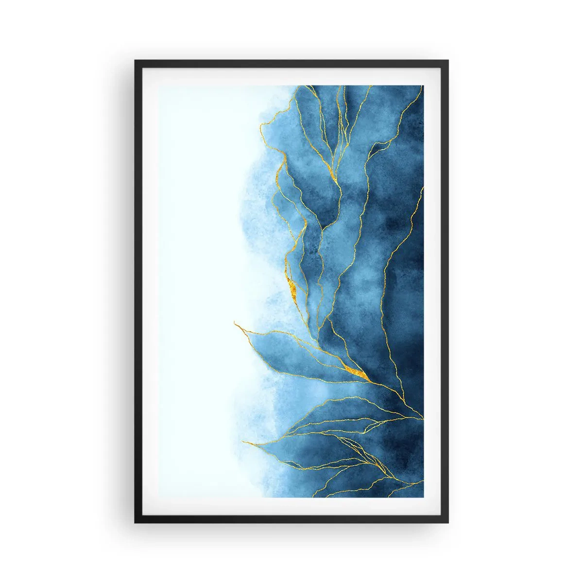Plakat i sort ramme - Blå i guld - 61x91 cm