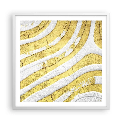 Plakat i hvid ramme - Sammensætning i hvidt og guld - 60x60 cm