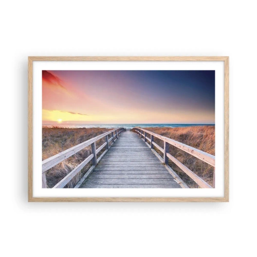 Plakat i ramme af lyst egetræ - Baltisk aften aura - 70x50 cm