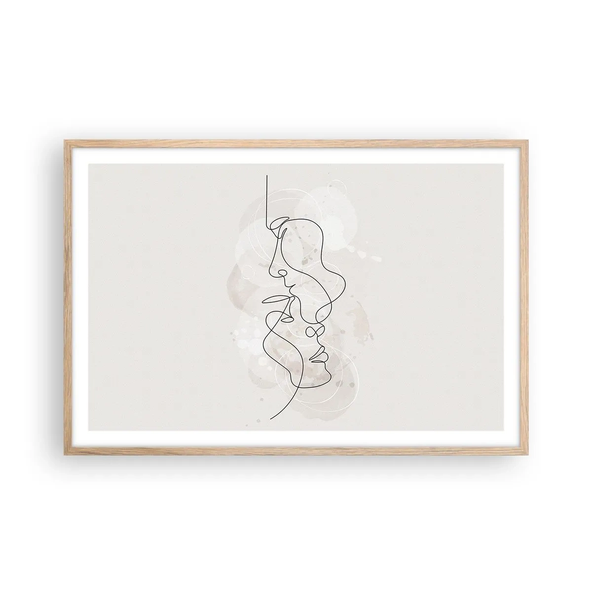 Plakat i ramme af lyst egetræ - Omfavnet i en omfavnelse - 91x61 cm