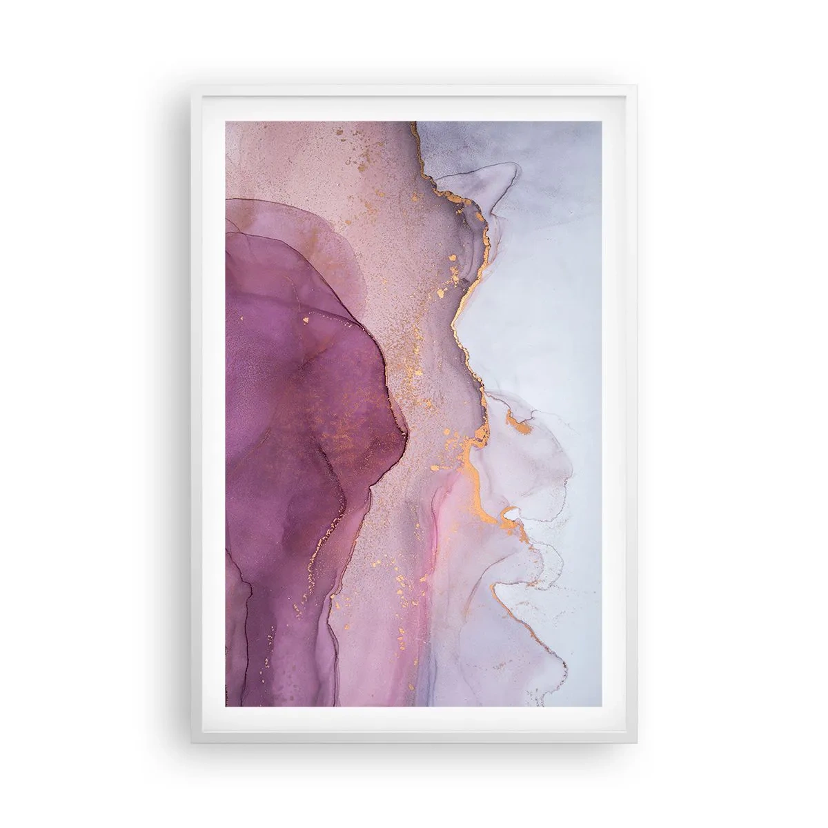 Plakat i hvid ramme - Lilla og violette bølger - 61x91 cm