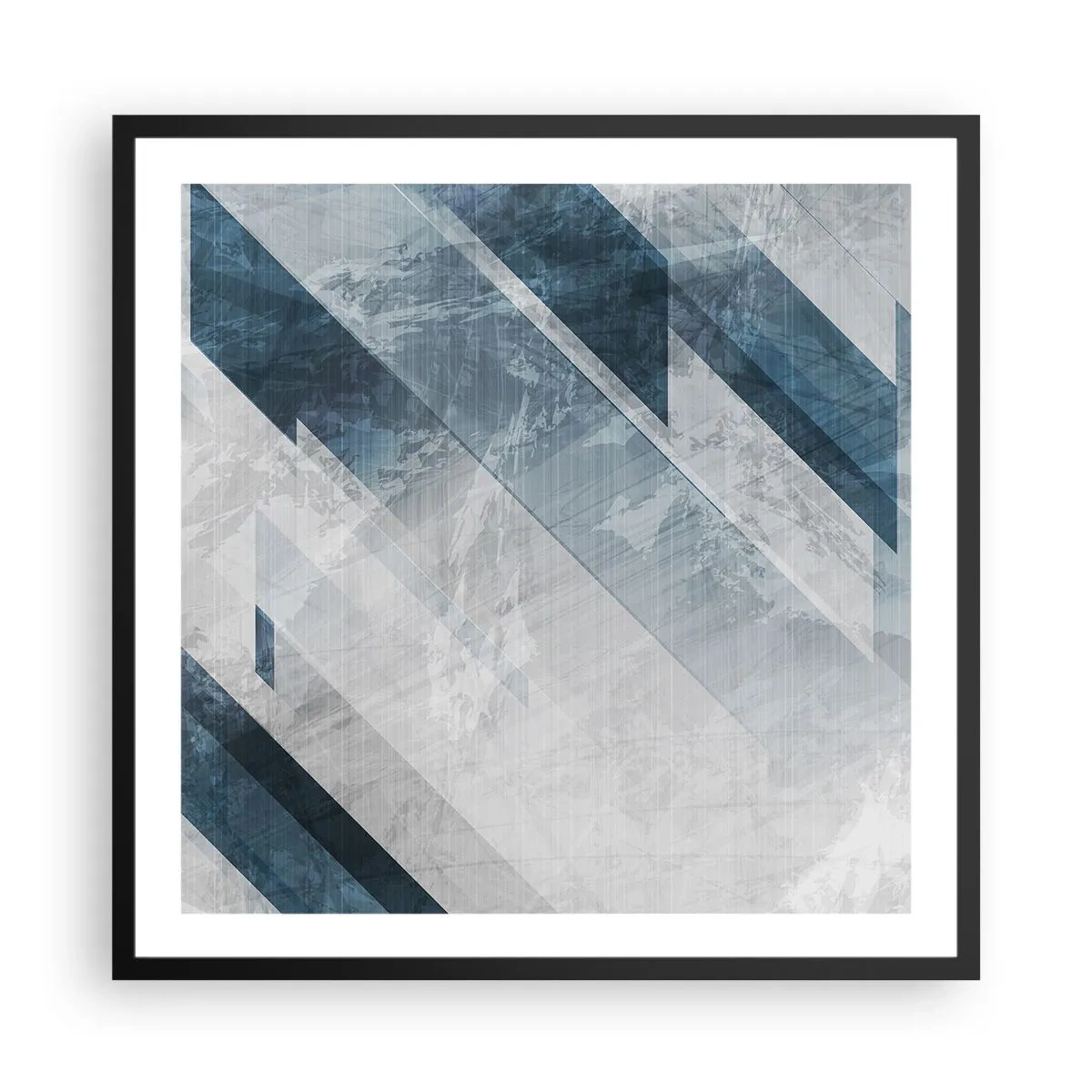 Plakat i sort ramme - Rumlig komposition - bevægelse af gråtoner - 60x60 cm