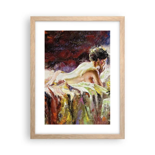 Plakat i ramme af lyst egetræ - Eftertænksom Venus - 30x40 cm