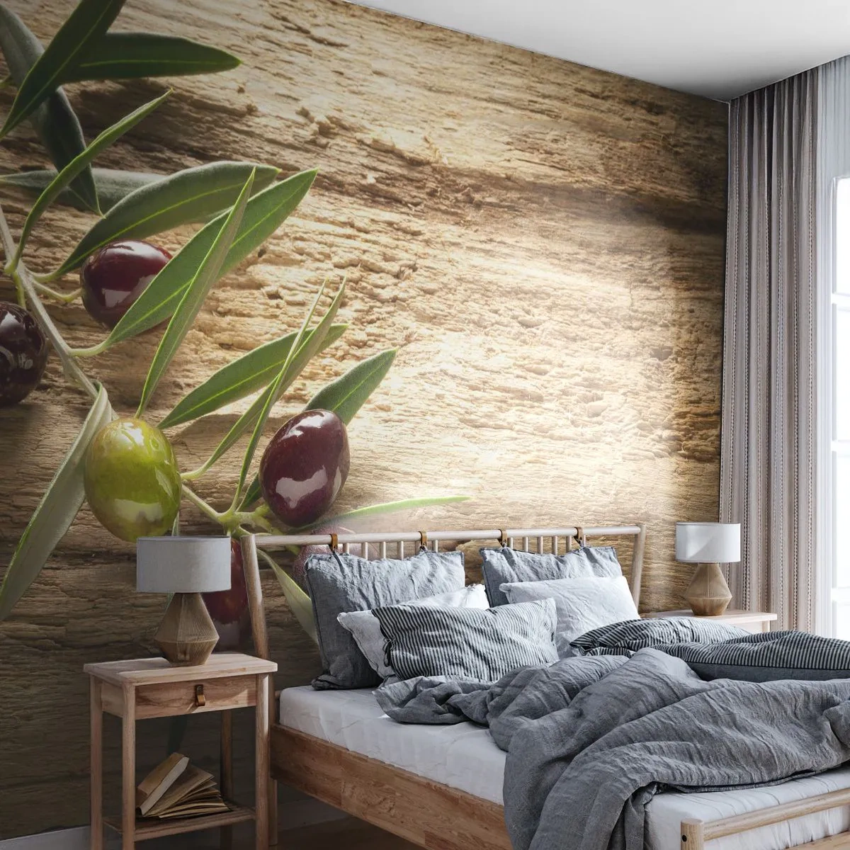 Fototapet Selvklæbende Deluxe Sticker - Lige fra naturen - Oliven gren, Natur, Oliven - 200x140 cm