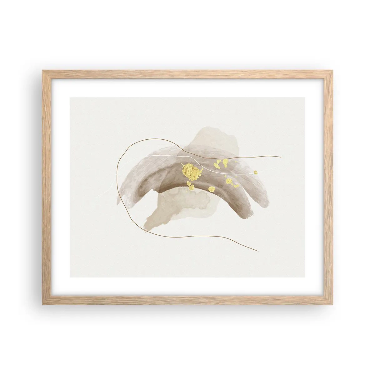 Plakat i ramme af lyst egetræ - Mødt i rummet - 50x40 cm