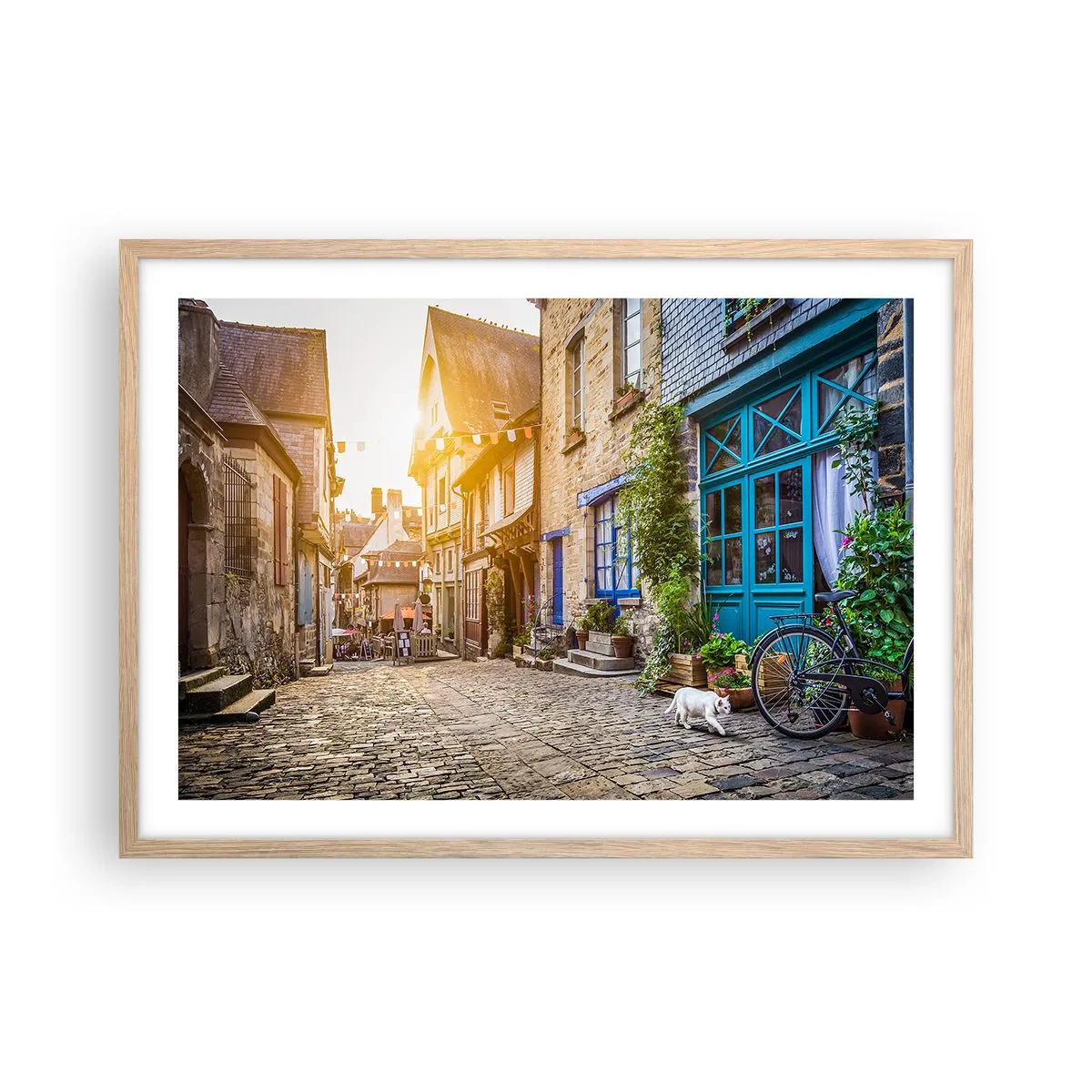 Plakat i ramme af lyst egetræ - Byens hvide spøgelse - 70x50 cm