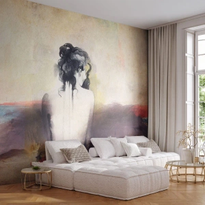Fototapet Premium Sand - Glatte linjer, ovale former - Kvinde, Legeme, Stykke - 100x70 cm
