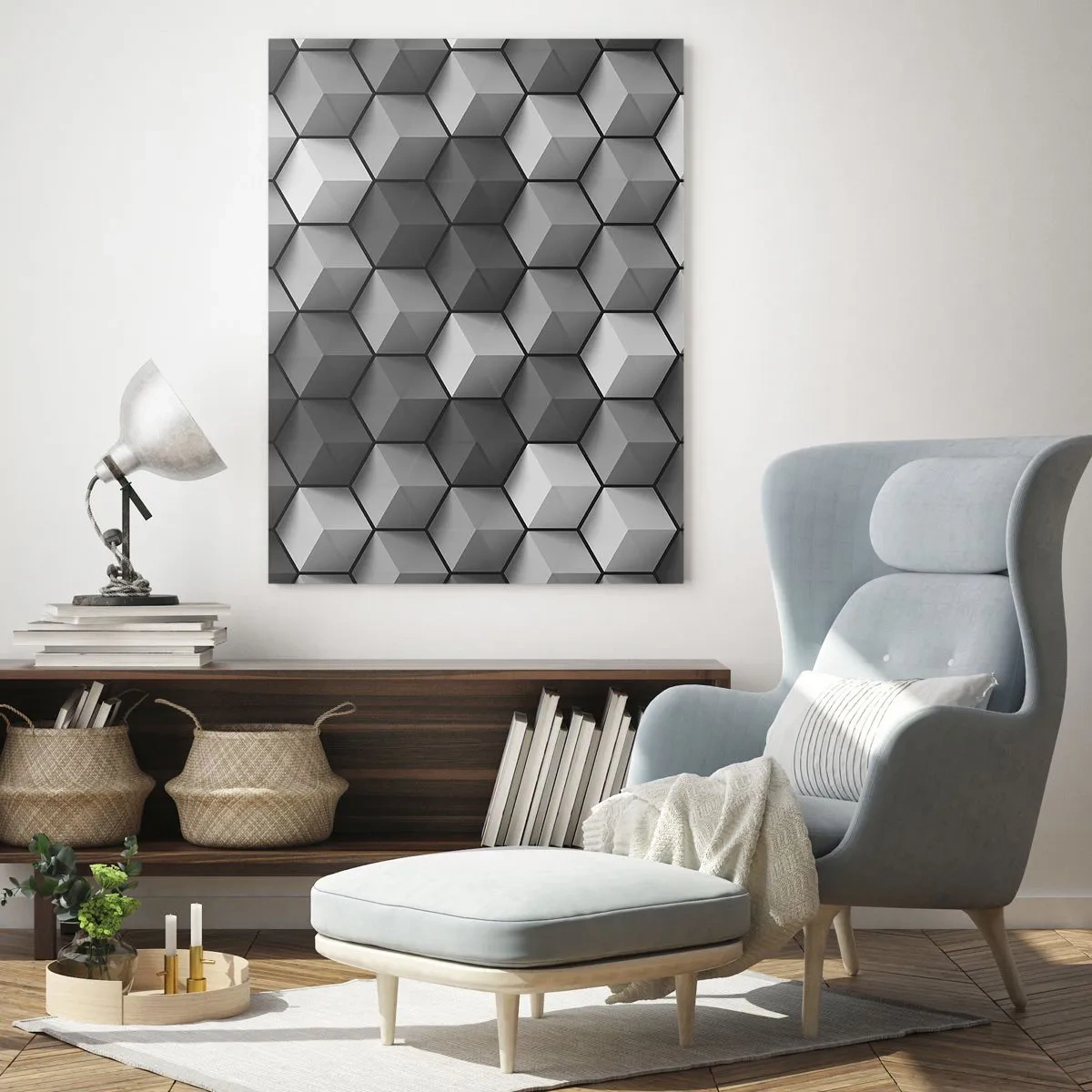 Billede på glas - Kubistisk puslespil - 50x70 cm