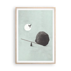 Plakat i ramme af lyst egetræ - En drøm går i opfyldelse - 70x100 cm